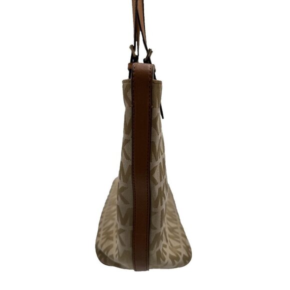 MICHAEL KORS JET SET hand bag Purse MK signature Jacquard cream gold - Picture 2 of 16